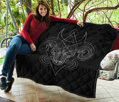 Black And White Aries Sign Print Quilt