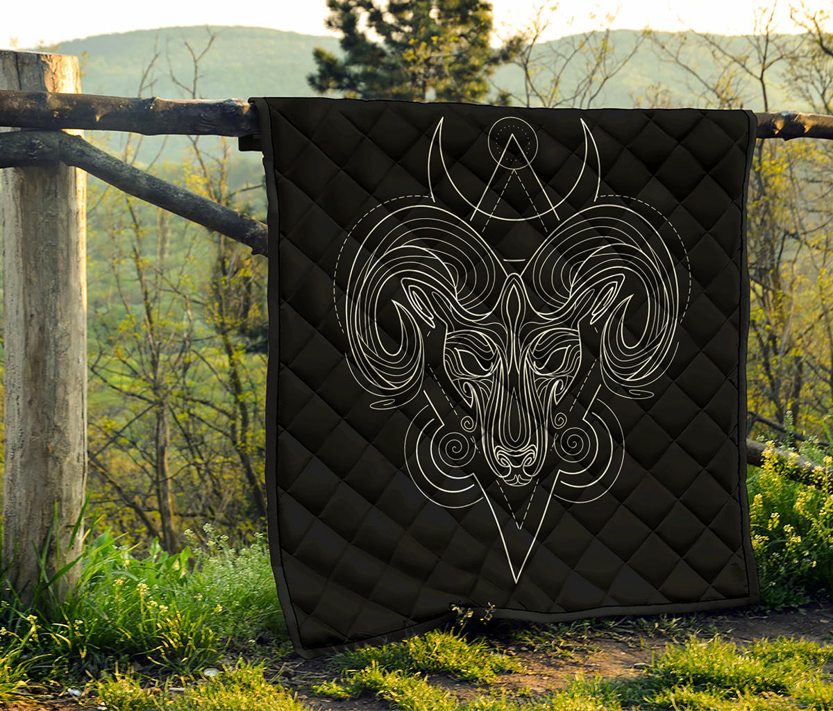 Black And White Aries Sign Print Quilt