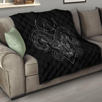 Black And White Aries Sign Print Quilt