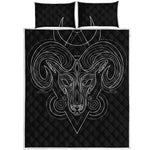 Black And White Aries Sign Print Quilt Bed Set