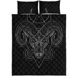 Black And White Aries Sign Print Quilt Bed Set