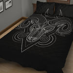 Black And White Aries Sign Print Quilt Bed Set