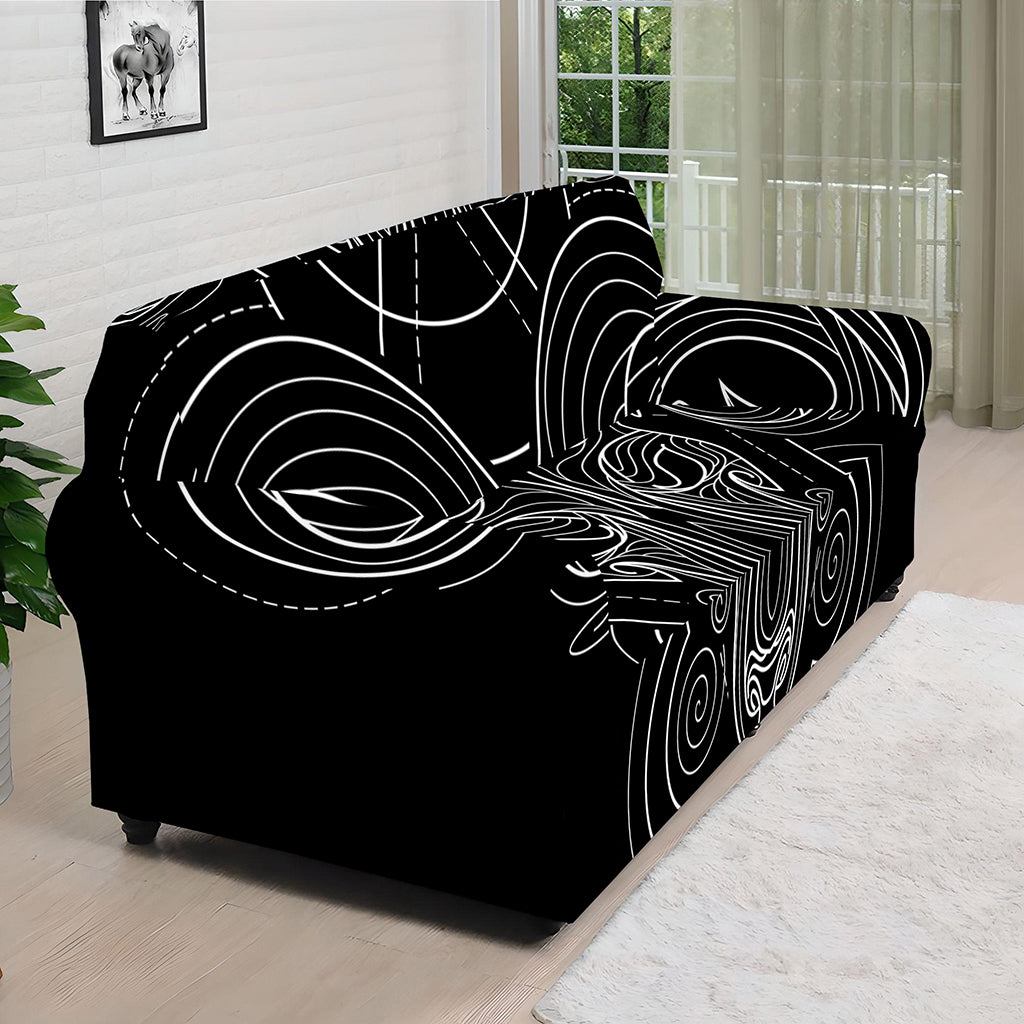 Black And White Aries Sign Print Sofa Cover