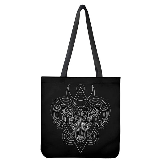 Black And White Aries Sign Print Tote Bag