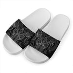Black And White Aries Sign Print White Slide Sandals