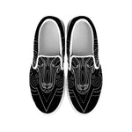 Black And White Aries Sign Print White Slip On Shoes