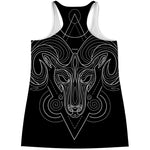 Black And White Aries Sign Print Women's Racerback Tank Top
