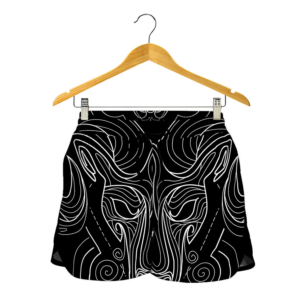 Black And White Aries Sign Print Women's Shorts