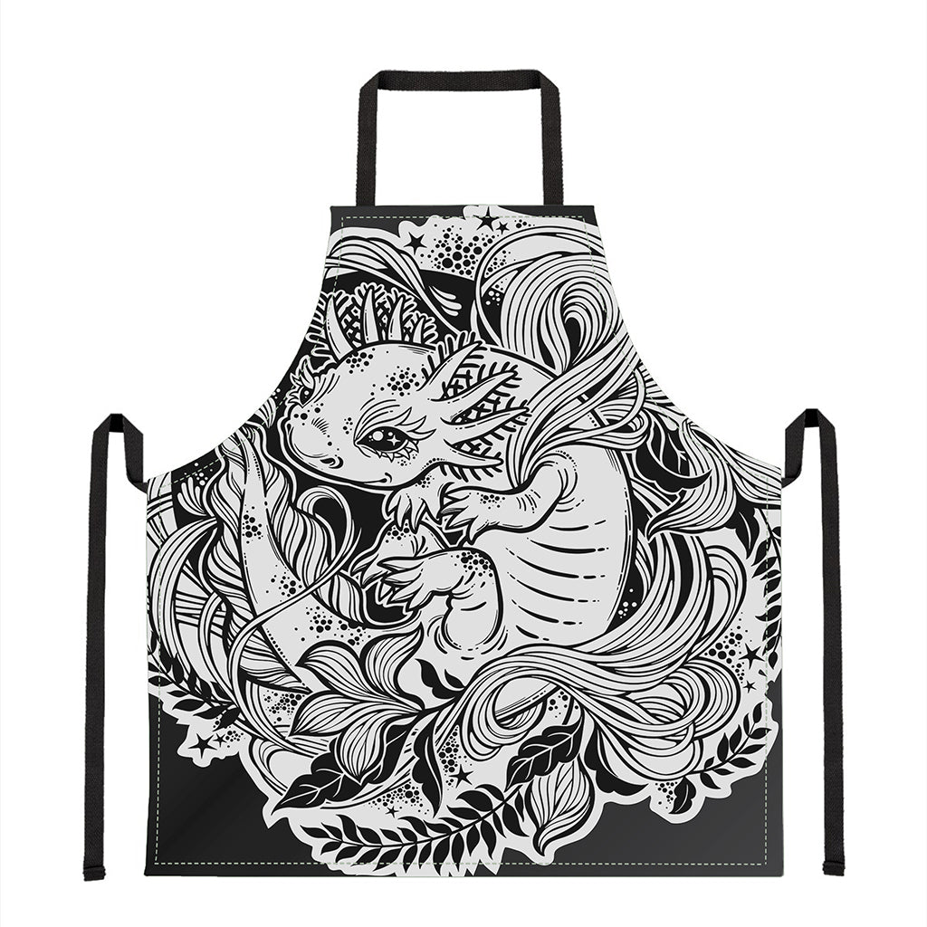 Black And White Axolotl Print Apron