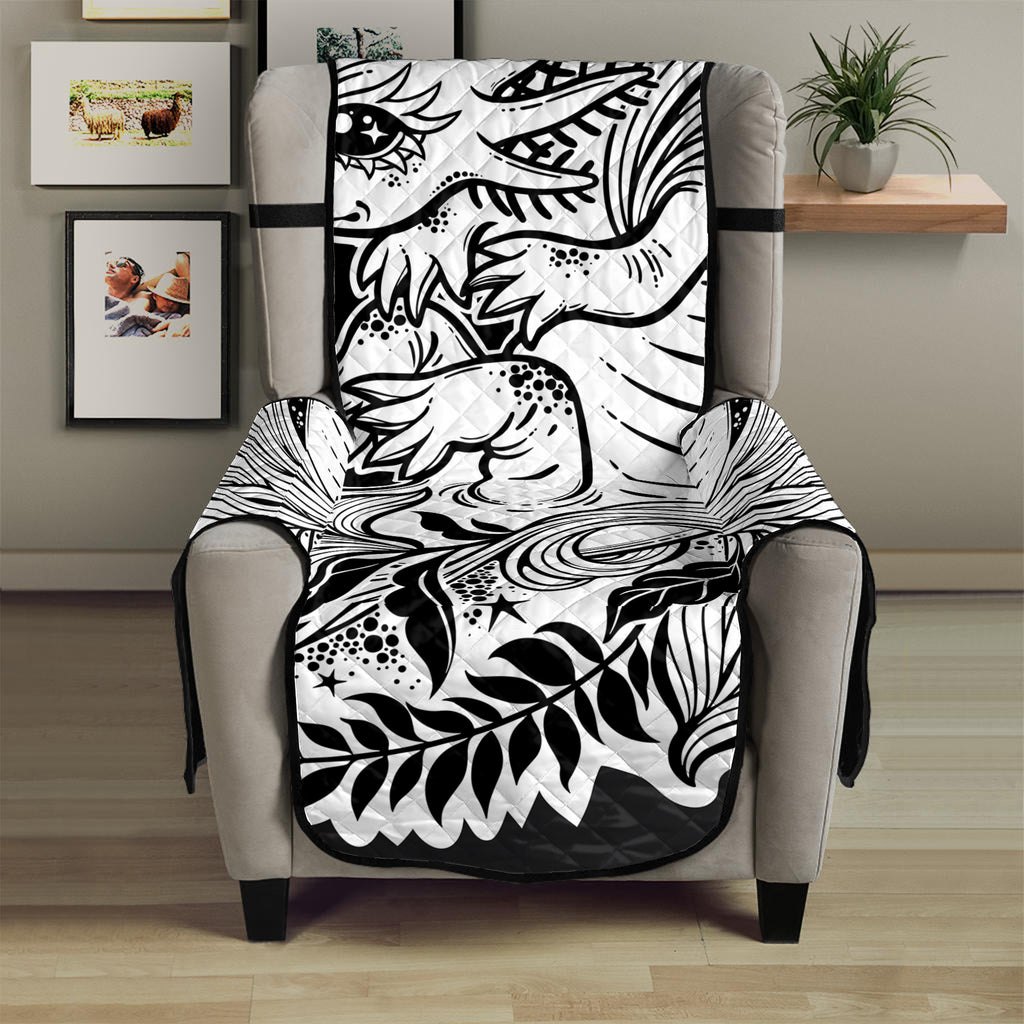 Black And White Axolotl Print Armchair Protector