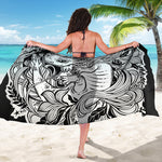 Black And White Axolotl Print Beach Sarong Wrap