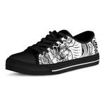 Black And White Axolotl Print Black Low Top Shoes 