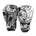 Black And White Axolotl Print Boxing Gloves