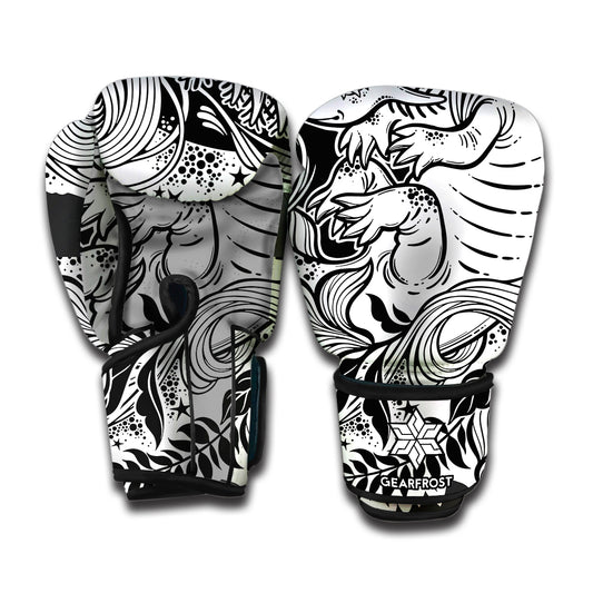 Black And White Axolotl Print Boxing Gloves