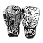 Black And White Axolotl Print Boxing Gloves
