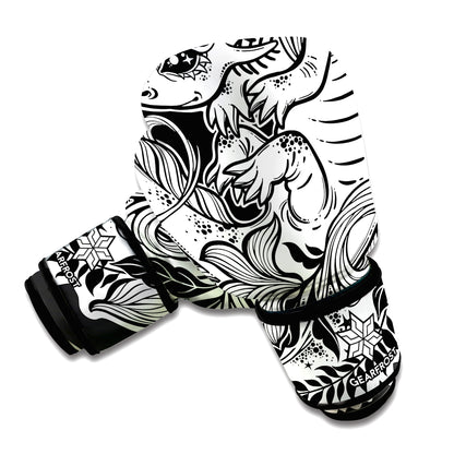 Black And White Axolotl Print Boxing Gloves