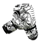 Black And White Axolotl Print Boxing Gloves
