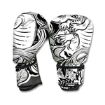 Black And White Axolotl Print Boxing Gloves