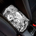 Black And White Axolotl Print Car Center Console Cover