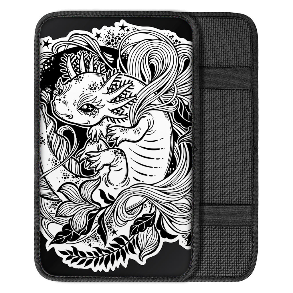 Black And White Axolotl Print Car Center Console Cover