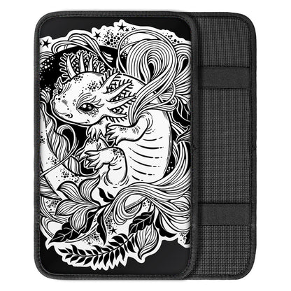 Black And White Axolotl Print Car Center Console Cover