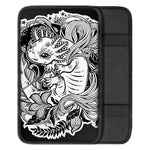 Black And White Axolotl Print Car Center Console Cover