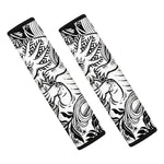 Black And White Axolotl Print Car Seat Belt Covers