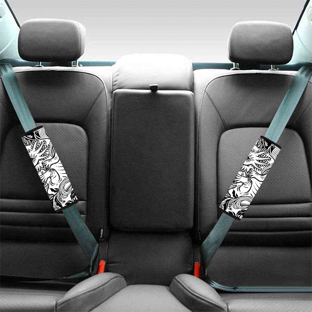 Black And White Axolotl Print Car Seat Belt Covers