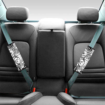 Black And White Axolotl Print Car Seat Belt Covers