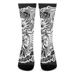 Black And White Axolotl Print Crew Socks