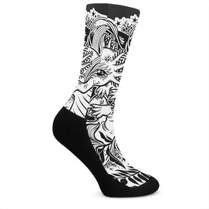 Black And White Axolotl Print Crew Socks