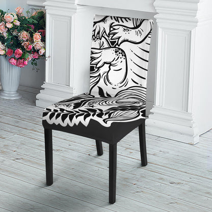 Black And White Axolotl Print Dining Chair Slipcover