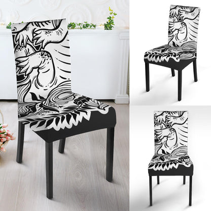 Black And White Axolotl Print Dining Chair Slipcover