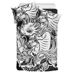 Black And White Axolotl Print Duvet Cover Bedding Set