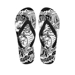 Black And White Axolotl Print Flip Flops