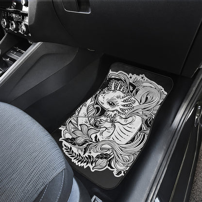 Black And White Axolotl Print Front Car Floor Mats