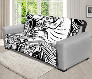 Black And White Axolotl Print Futon Protector