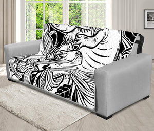 Black And White Axolotl Print Futon Protector