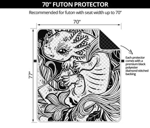 Black And White Axolotl Print Futon Protector