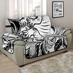 Black And White Axolotl Print Half Sofa Protector