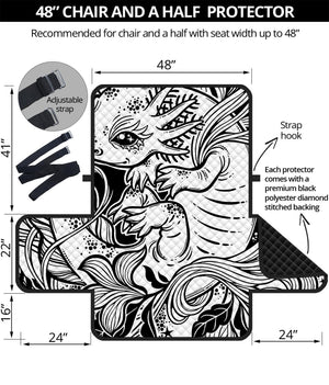 Black And White Axolotl Print Half Sofa Protector