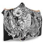 Black And White Axolotl Print Hooded Blanket