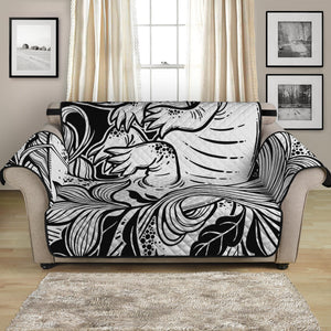 Black And White Axolotl Print Loveseat Protector