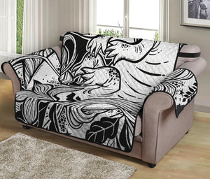 Black And White Axolotl Print Loveseat Protector