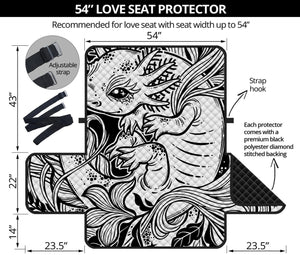 Black And White Axolotl Print Loveseat Protector