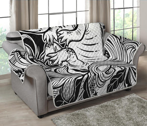 Black And White Axolotl Print Loveseat Protector