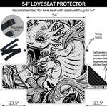 Black And White Axolotl Print Loveseat Protector