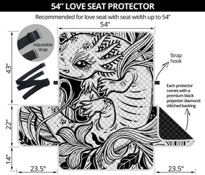 Black And White Axolotl Print Loveseat Protector