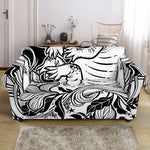 Black And White Axolotl Print Loveseat Slipcover