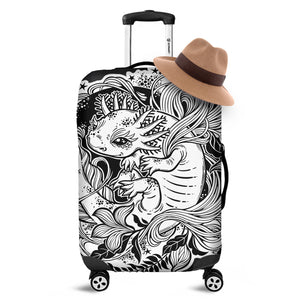 Black And White Axolotl Print Luggage Cover